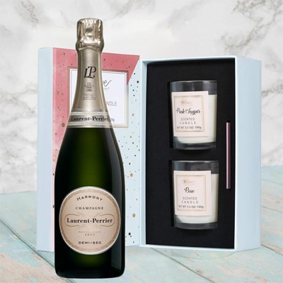 Laurent Perrier Demi-Sec NV 75cl With Love Body & Earth 2 Scented Candle Gift Box